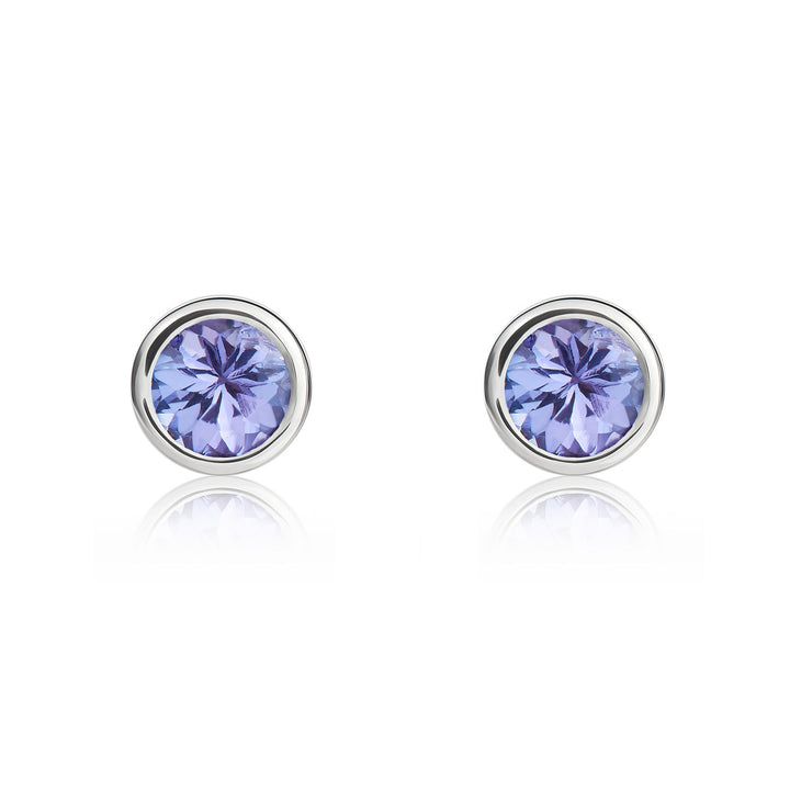 9ct White Gold Round Tanzanite Stud Earrings - Robert Anthony Jewellers, Edinburgh