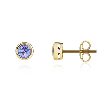 9ct White Gold Round Tanzanite Stud Earrings - Robert Anthony Jewellers, Edinburgh