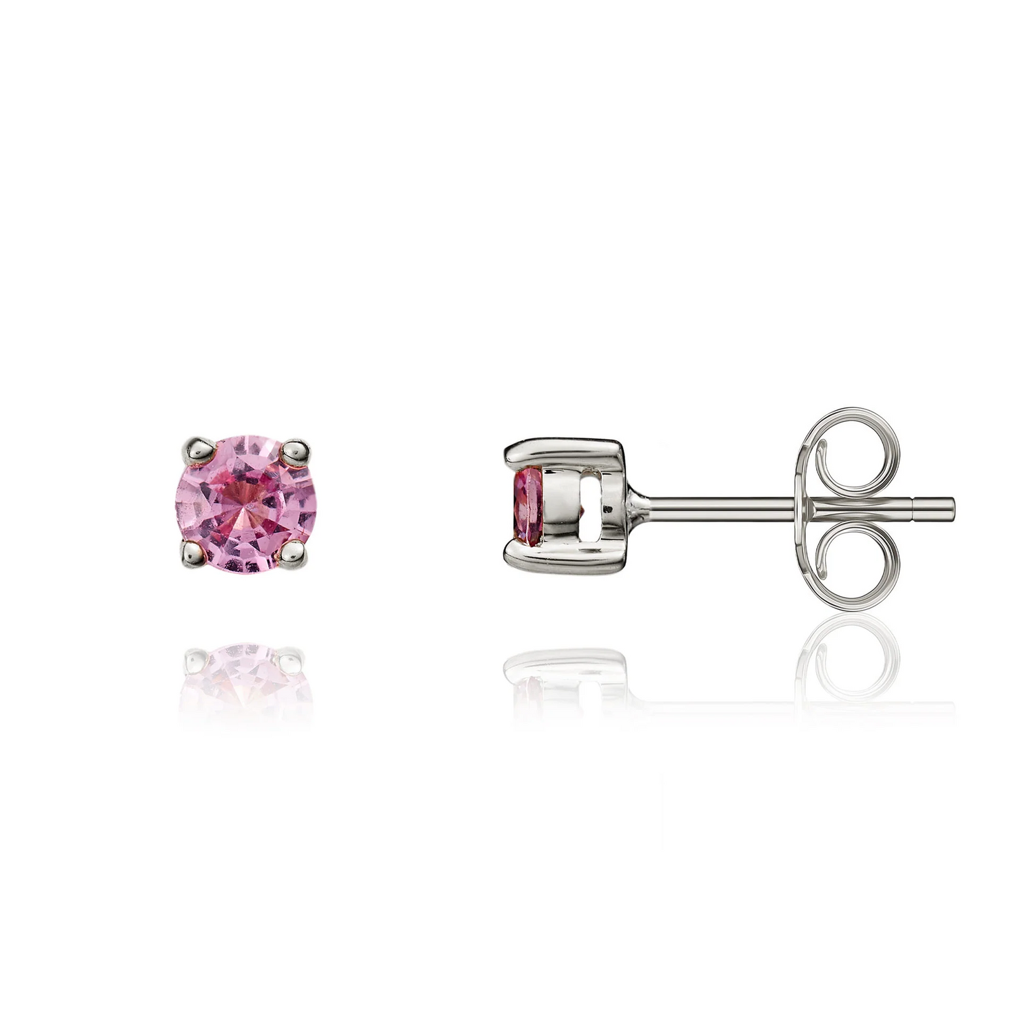 9CT Gold Round Pink Sapphire Claw Stud Earrings (4mm) - Robert Anthony Jewellers, Edinburgh