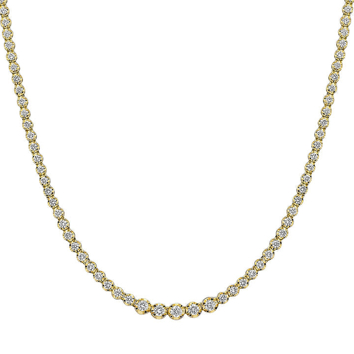 18ct Yellow Gold &amp; Round 5ct Diamond Tennis Necklace