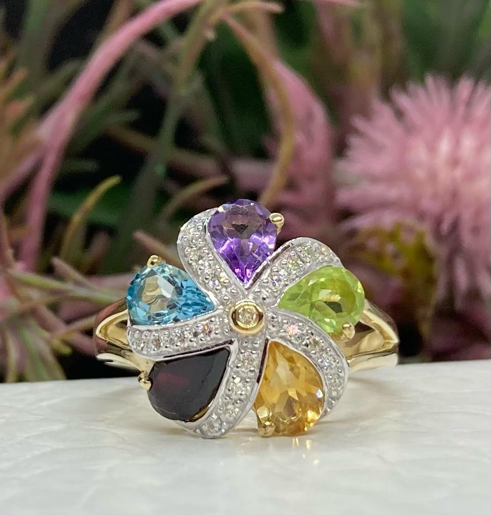 Art Deco Diamond, Gold And Multi Gem Ring - Robert Anthony Jewellers, Edinburgh