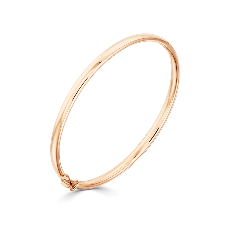 9CT Gold 4mm Oval Solid Bangle