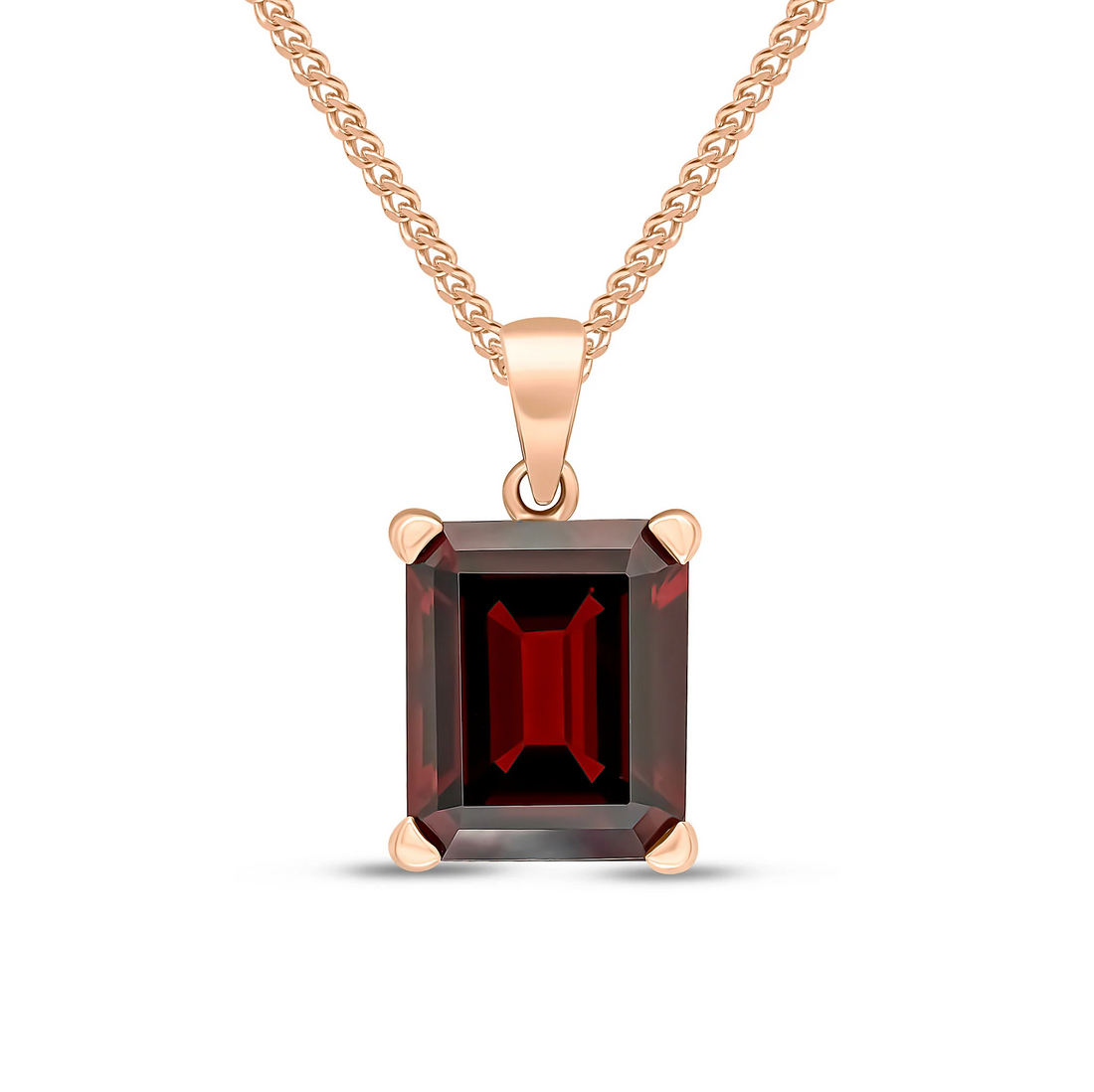 9CT Gold Octagonal Garnet Claw Pendant (12x10mm) - Robert Anthony Jewellers, Edinburgh