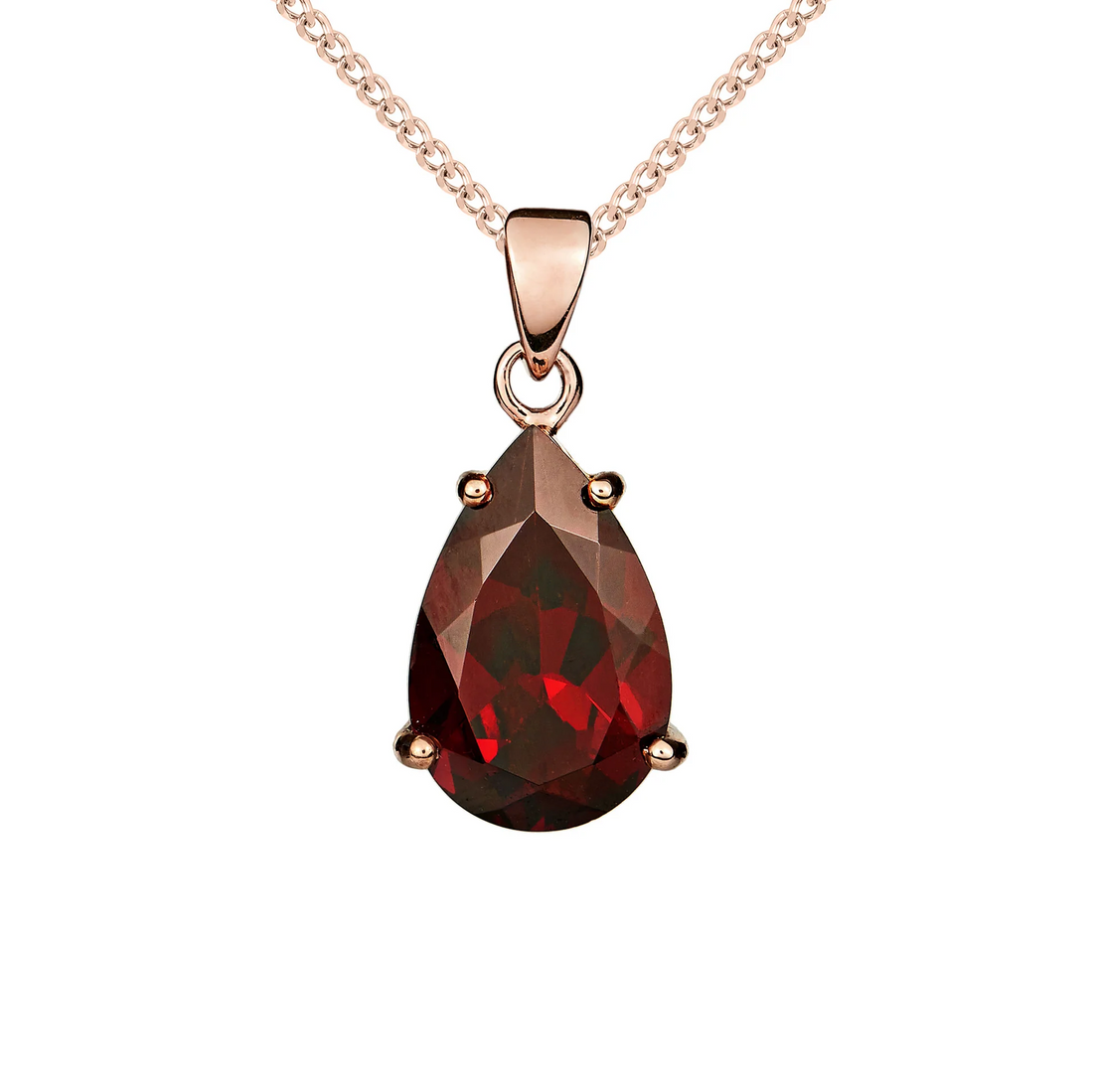 9CT Gold Oval Garnet Claw Pendant (14x9mm) - Robert Anthony Jewellers, Edinburgh