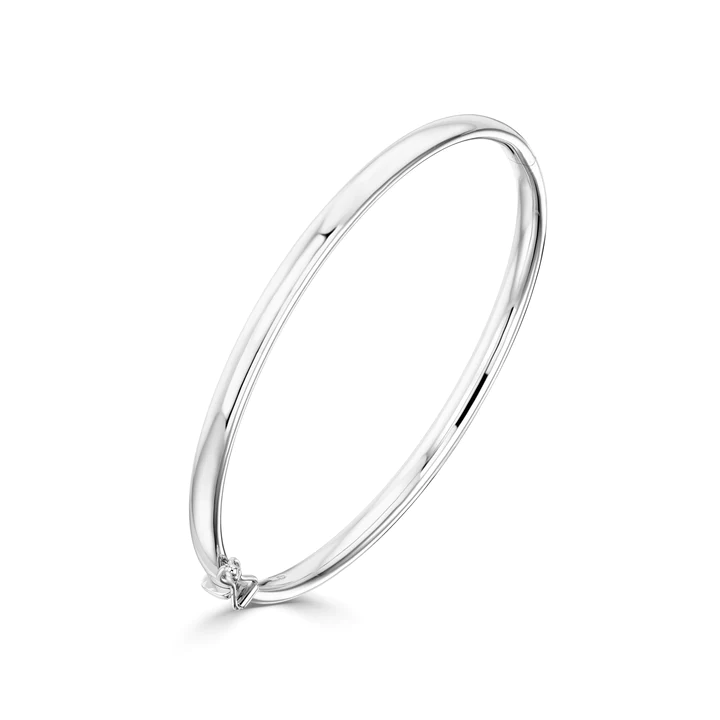 9CT Gold 4mm Oval Solid Bangle - Robert Anthony Jewellers, Edinburgh