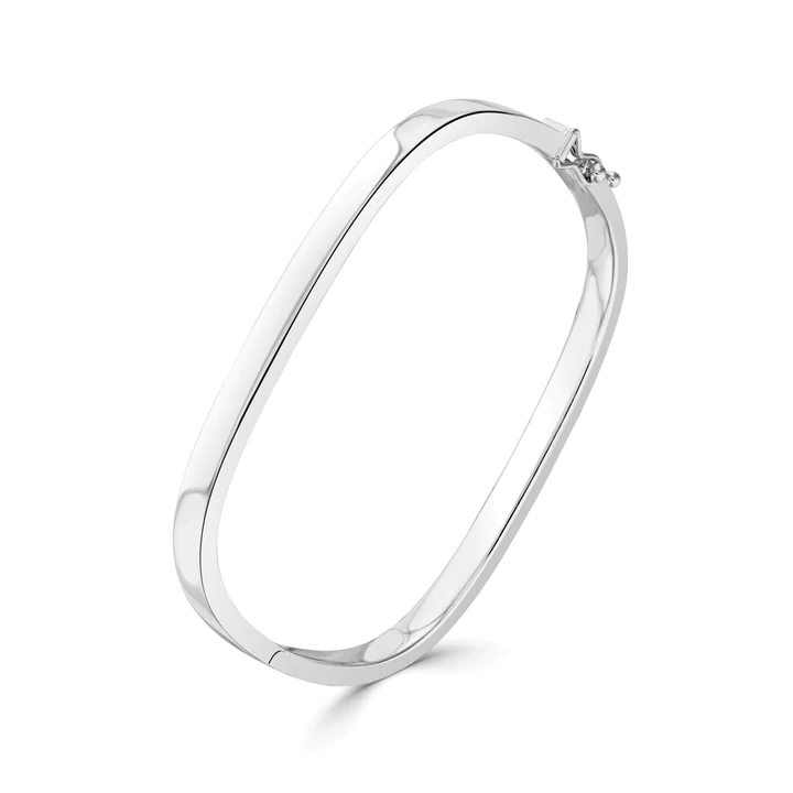 9CT Gold 4mm TV Shape Solid Bangle - Robert Anthony Jewellers, Edinburgh