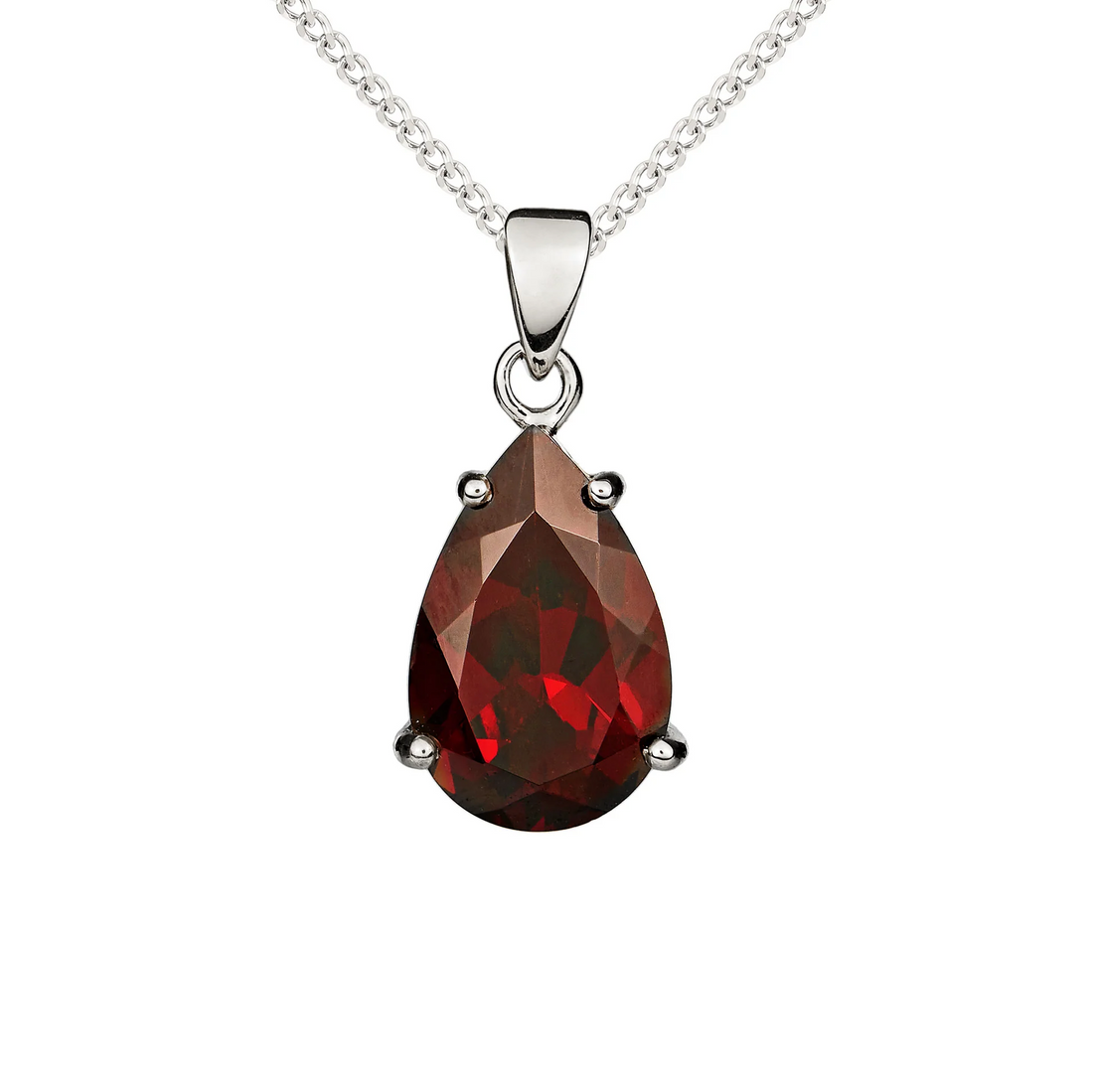 9CT Gold Oval Garnet Claw Pendant (14x9mm) - Robert Anthony Jewellers, Edinburgh