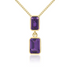 9CT Gold Octagonal Amethyst Rubover Double Drop Pendant - Robert Anthony Jewellers, Edinburgh