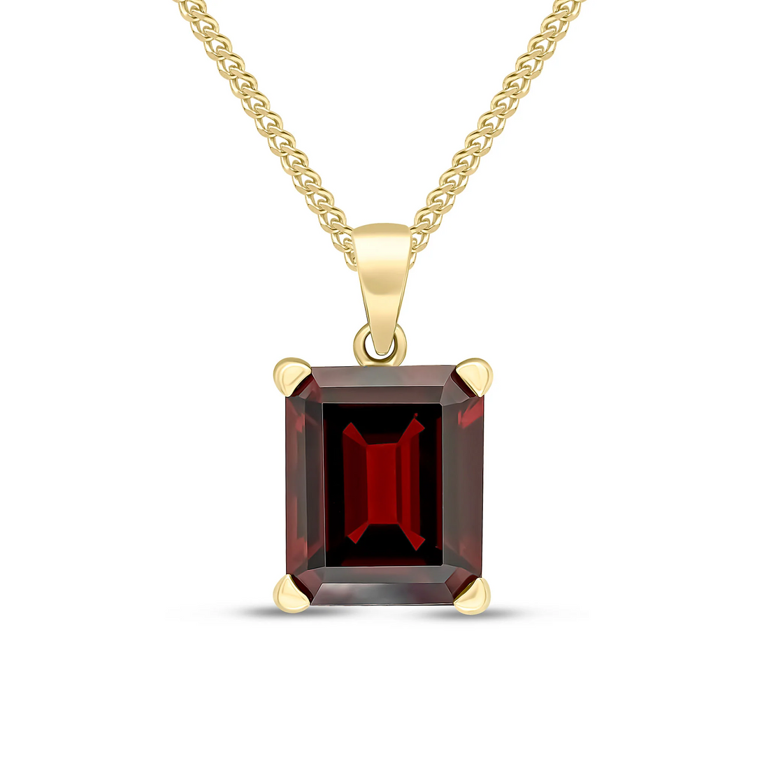 9CT Gold Octagonal Garnet Claw Pendant (12x10mm) - Robert Anthony Jewellers, Edinburgh