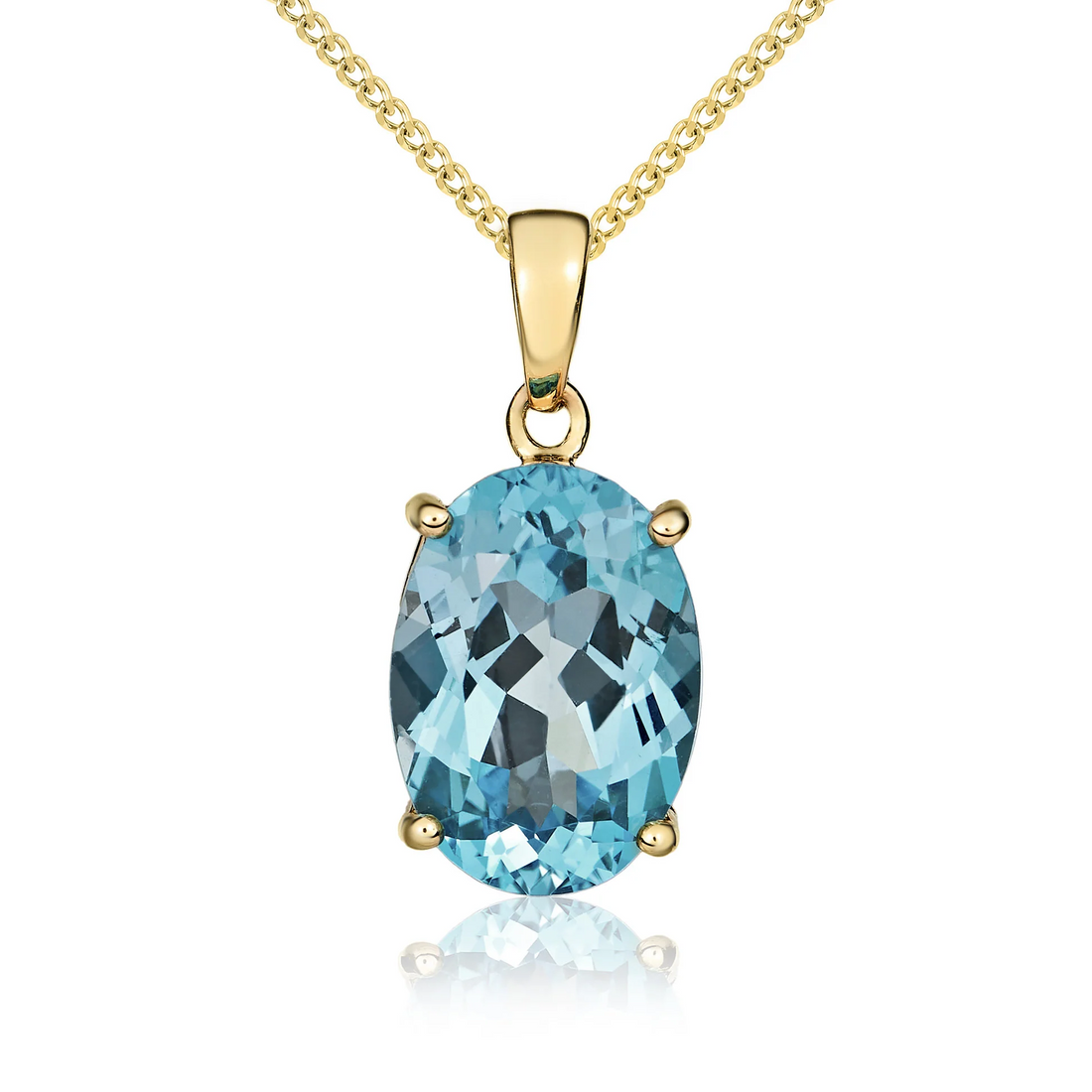 9CT Gold Oval Swiss Blue Topaz Claw Pendant (14x10mm) - Robert Anthony Jewellers, Edinburgh