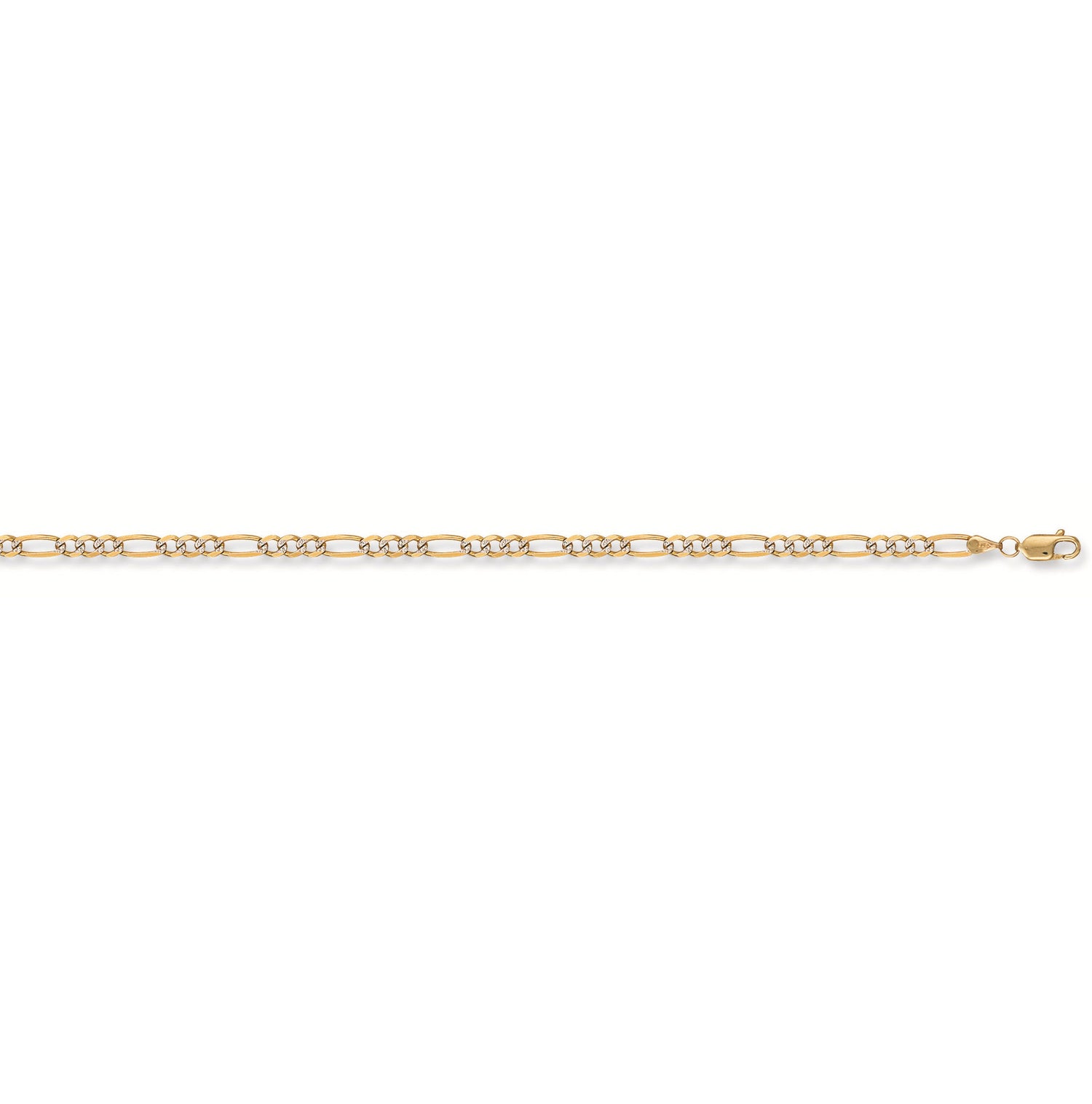 9ct Gold Rhodium Plated Figaro Anklet