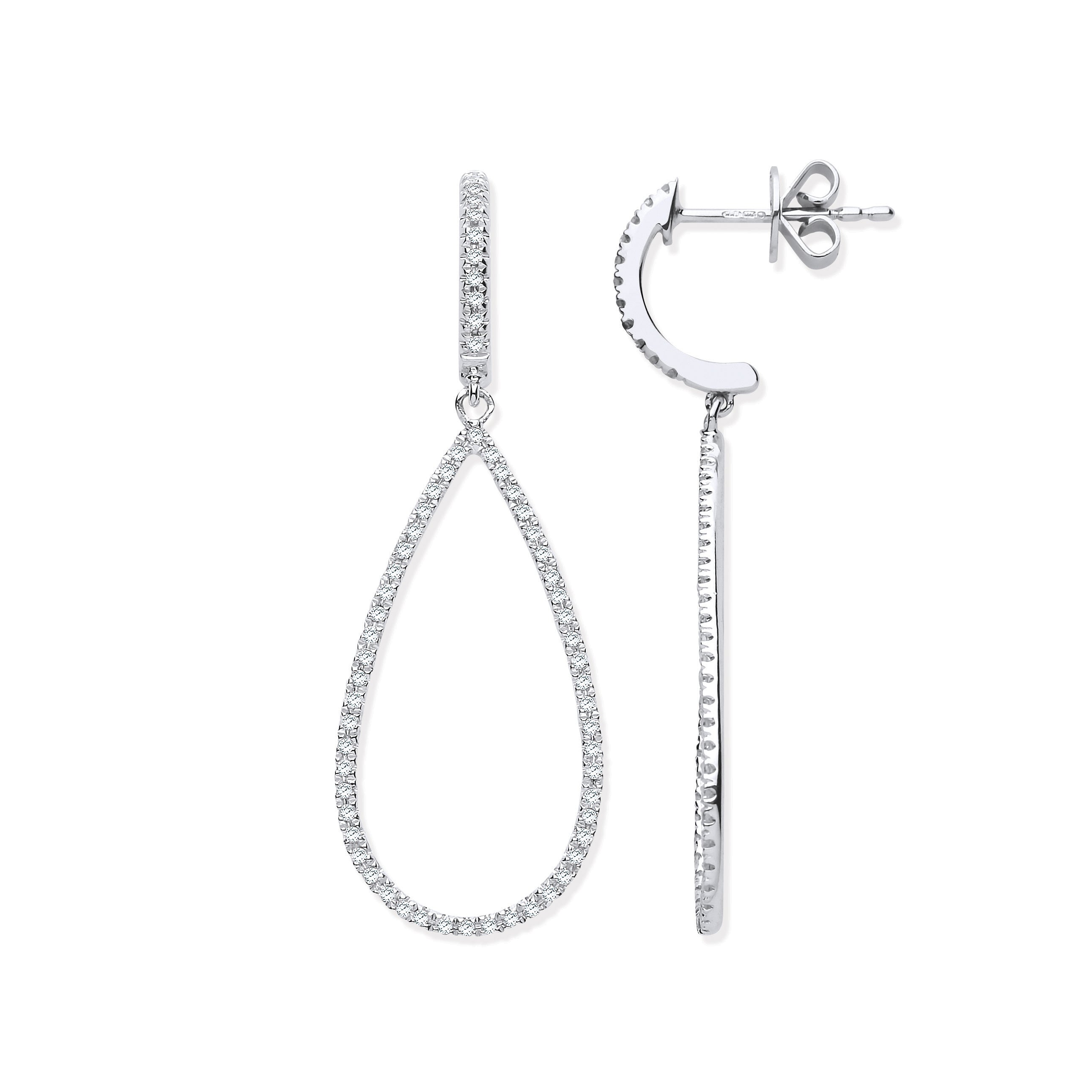 9ct White Gold Diamond Set Drop Earrings - Robert Anthony Jewellers, Edinburgh