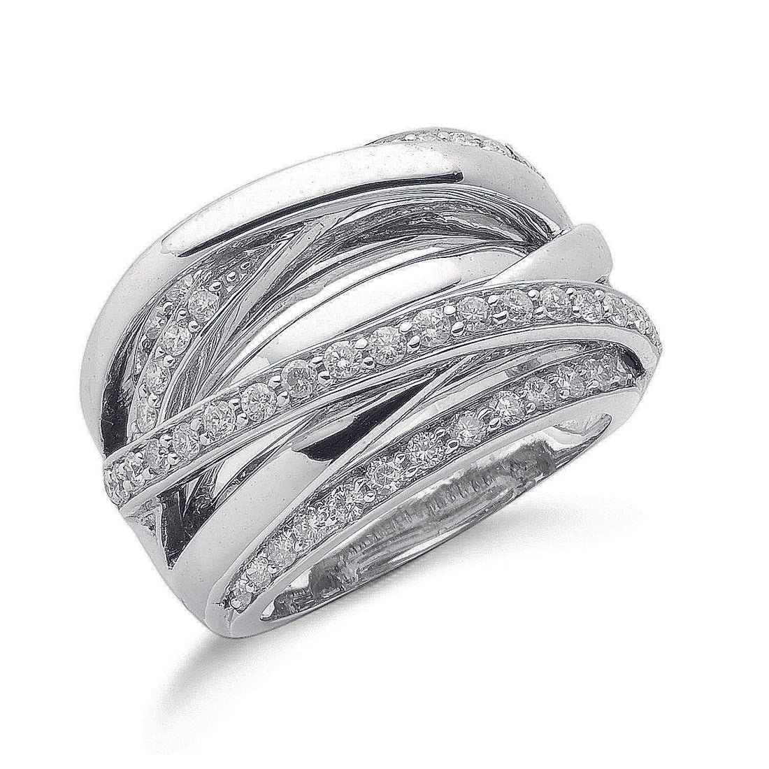 9ct White Gold Diamond Set Crossover Ring - Robert Anthony Jewellers, Edinburgh