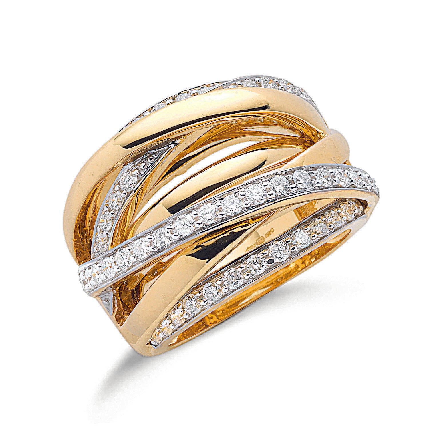 9ct Gold 1.00ct Diamond Crossover Ring - Robert Anthony Jewellers, Edinburgh