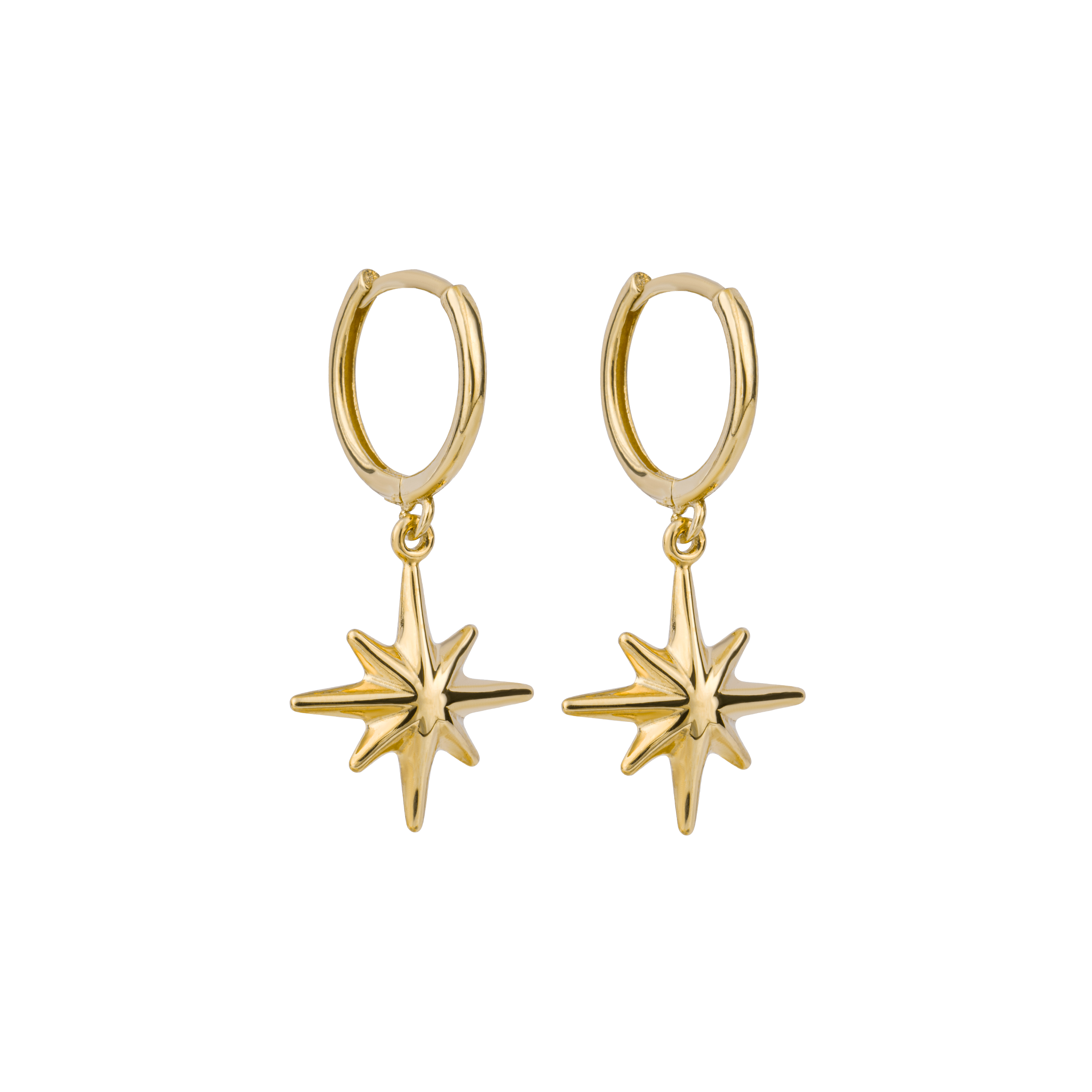 Starburst Charm Hoop Earrings by Elements Gold Robert Anthony