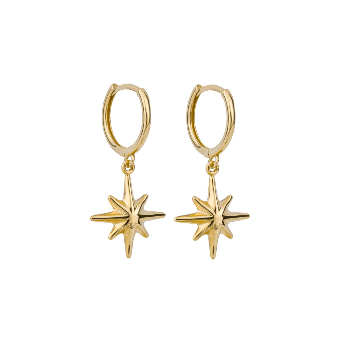 Starburst Charm Hoop Earrings in 9ct Yellow Gold - Robert Anthony Jewellers, Edinburgh