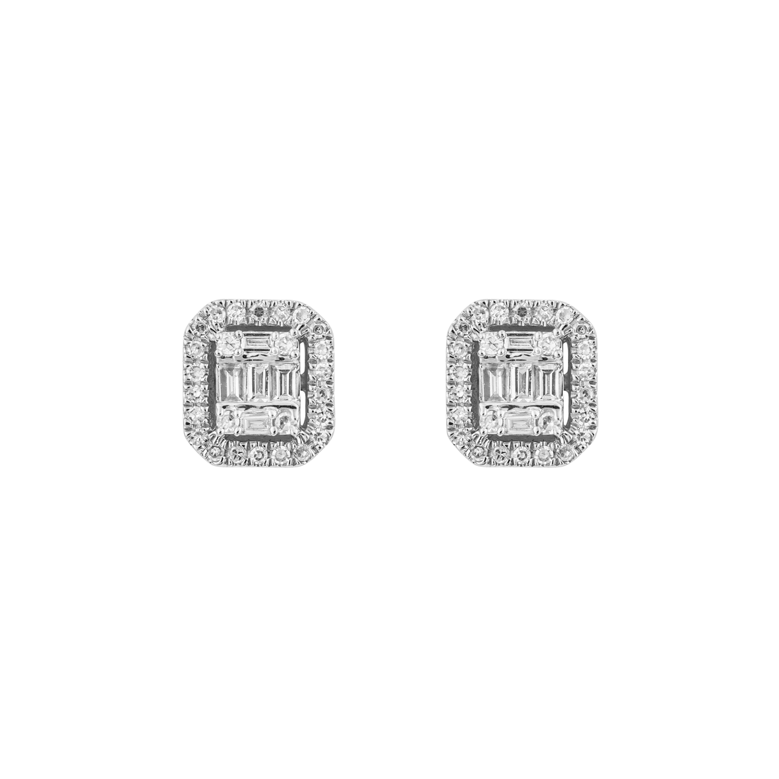 Pave Square Diamond Earrings in 9ct White Gold - Robert Anthony Jewellers, Edinburgh
