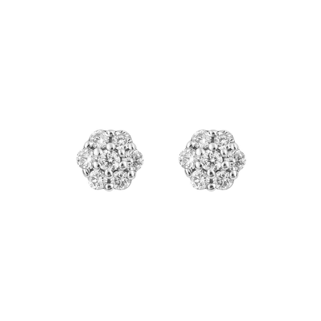Small Flower Stud Earrings with Diamond in 9ct White Gold - Robert Anthony Jewellers, Edinburgh