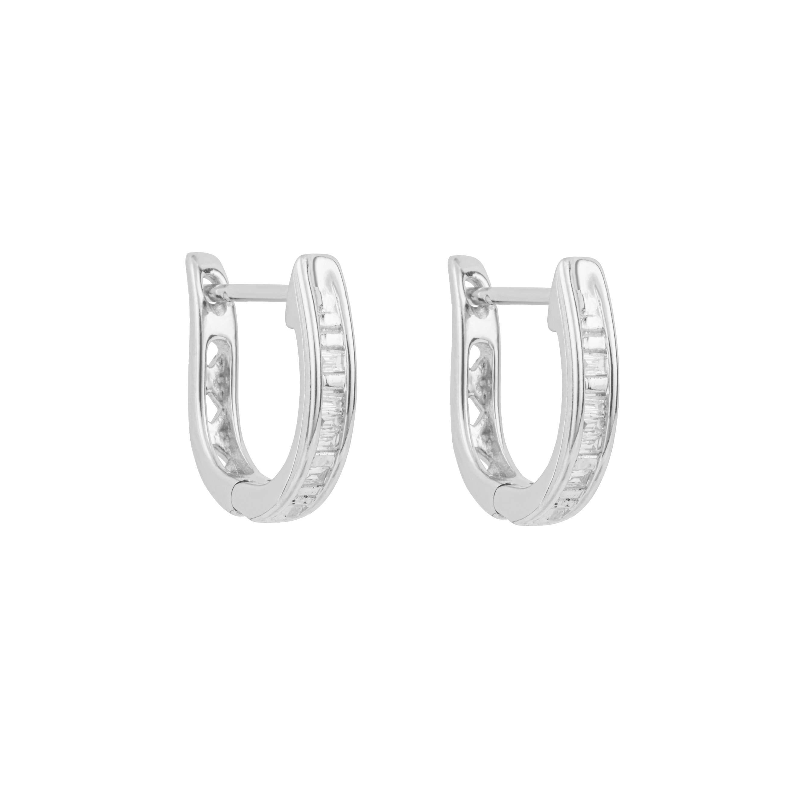 Baguette Diamond Hoop Earrings in 9ct White Gold - Robert Anthony Jewellers, Edinburgh