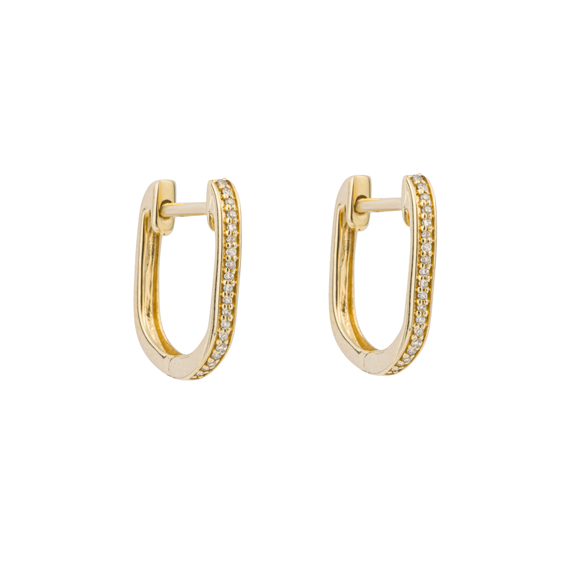 U Shape Pave Diamond Hoop Earrings in 9ct Yellow Gold - Robert Anthony Jewellers, Edinburgh