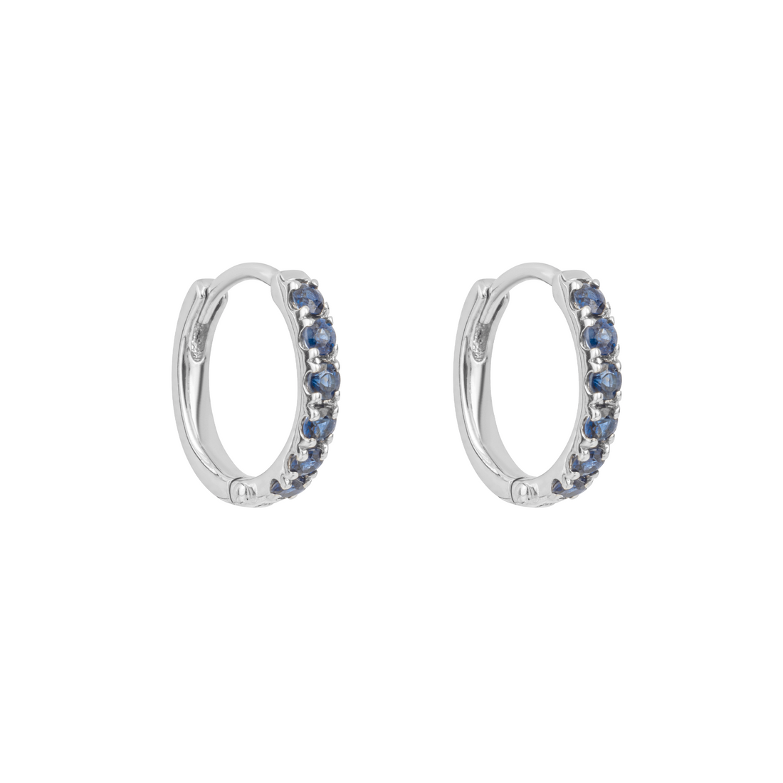 Blue Sapphire Hoop Earrings in 9ct White Gold - Robert Anthony Jewellers, Edinburgh