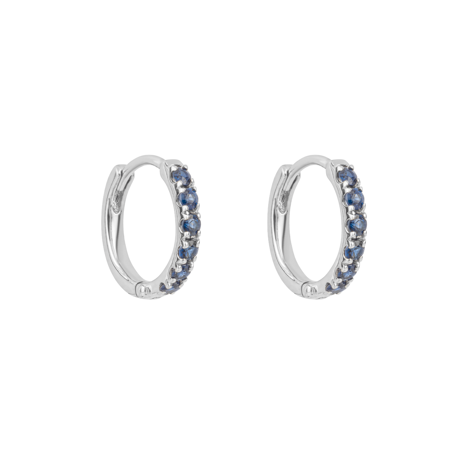 Blue Sapphire Hoop Earrings in 9ct White Gold - Robert Anthony Jewellers, Edinburgh