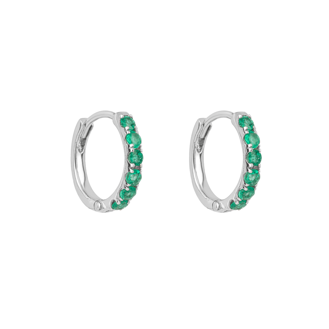 Emerald Hoop Earrings in 9ct White Gold - Robert Anthony Jewellers, Edinburgh