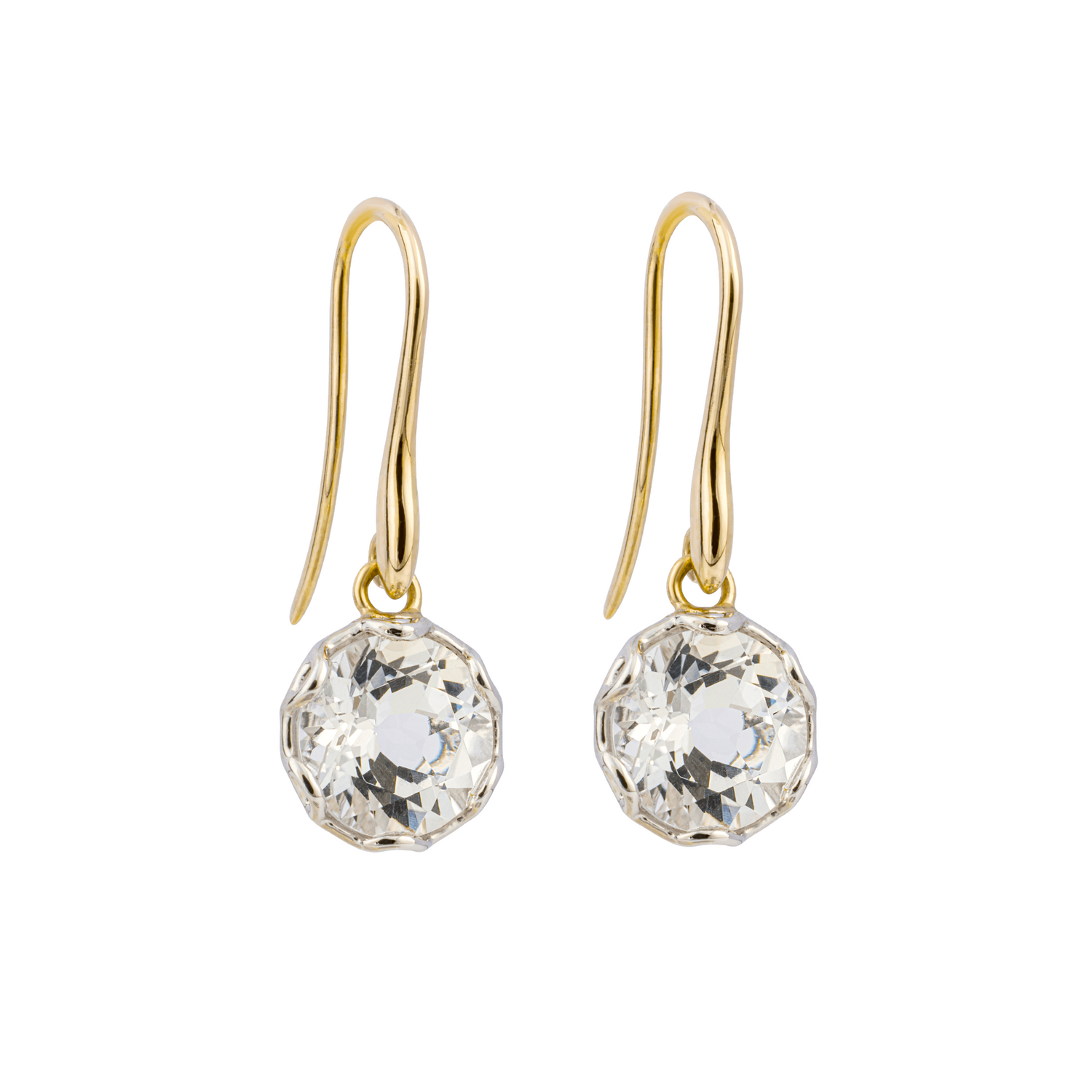 Round White Topaz Drop Earrings in 9ct Gold - Robert Anthony Jewellers, Edinburgh