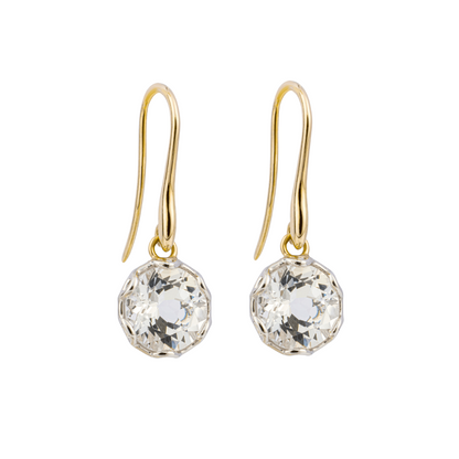Round White Topaz Drop Earrings in 9ct Gold - Robert Anthony Jewellers, Edinburgh