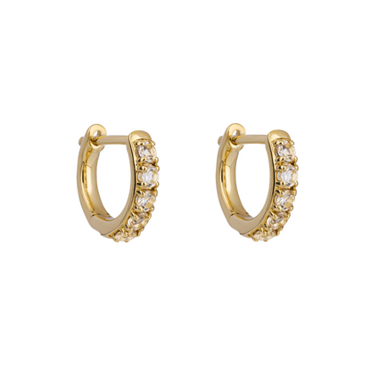 White Topaz Hoop Earrings in 9ct Yellow Gold - Robert Anthony Jewellers, Edinburgh