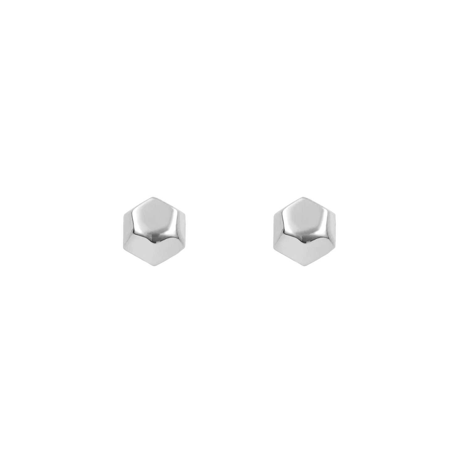 Hexagon Stud Earrings in 9ct White Gold - Robert Anthony Jewellers, Edinburgh
