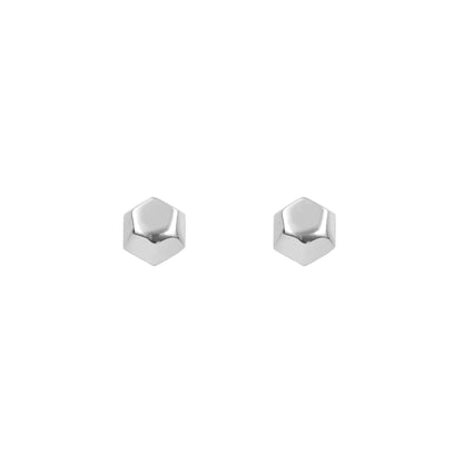 Hexagon Stud Earrings in 9ct White Gold - Robert Anthony Jewellers, Edinburgh