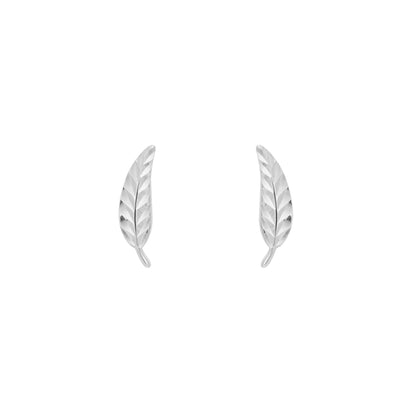 Feather Stud Earrings in 9ct White Gold - Robert Anthony Jewellers, Edinburgh