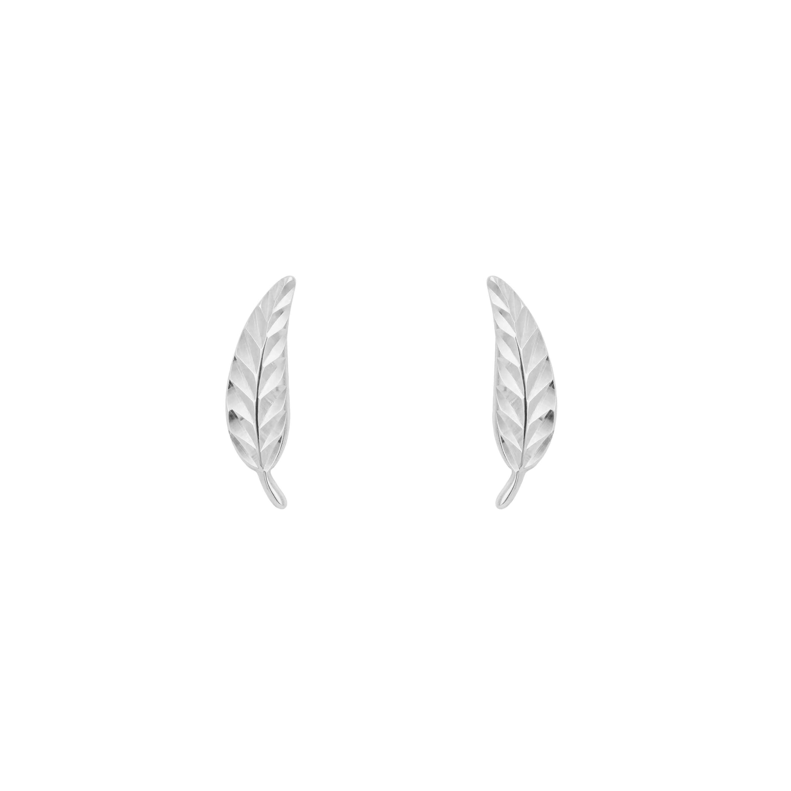 Feather Stud Earrings in 9ct White Gold - Robert Anthony Jewellers, Edinburgh