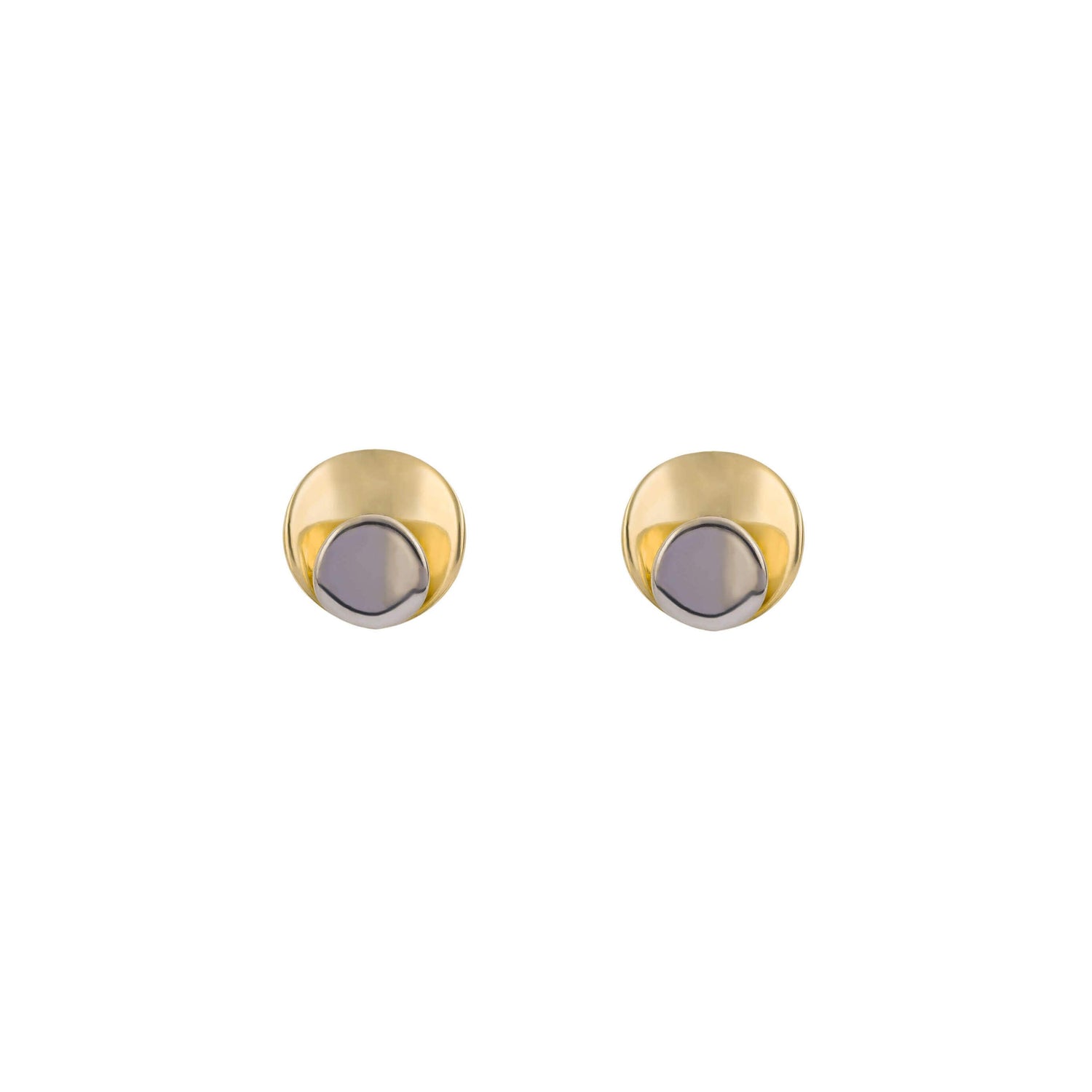 Two Tone Stud Earrings in 9ct Gold - Robert Anthony Jewellers, Edinburgh
