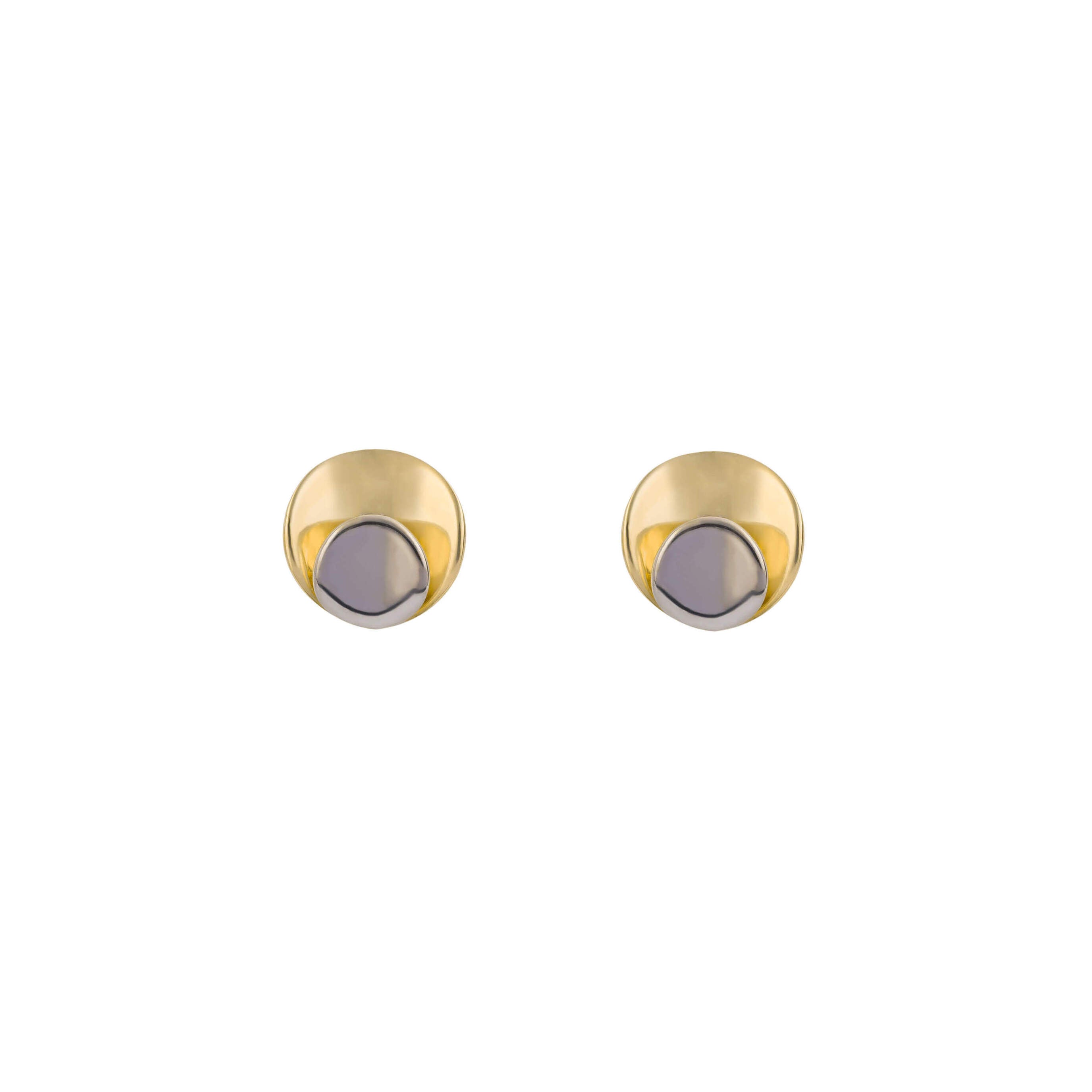 Two Tone Stud Earrings in 9ct Gold - Robert Anthony Jewellers, Edinburgh