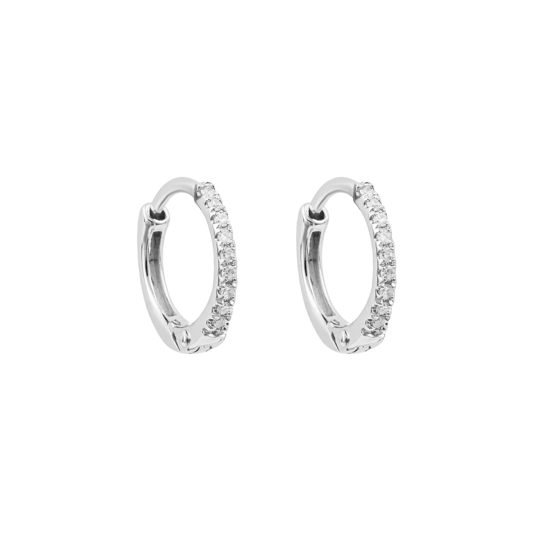 Hoop Earrings with Pave Diamonds in 9ct White Gold - Robert Anthony Jewellers, Edinburgh