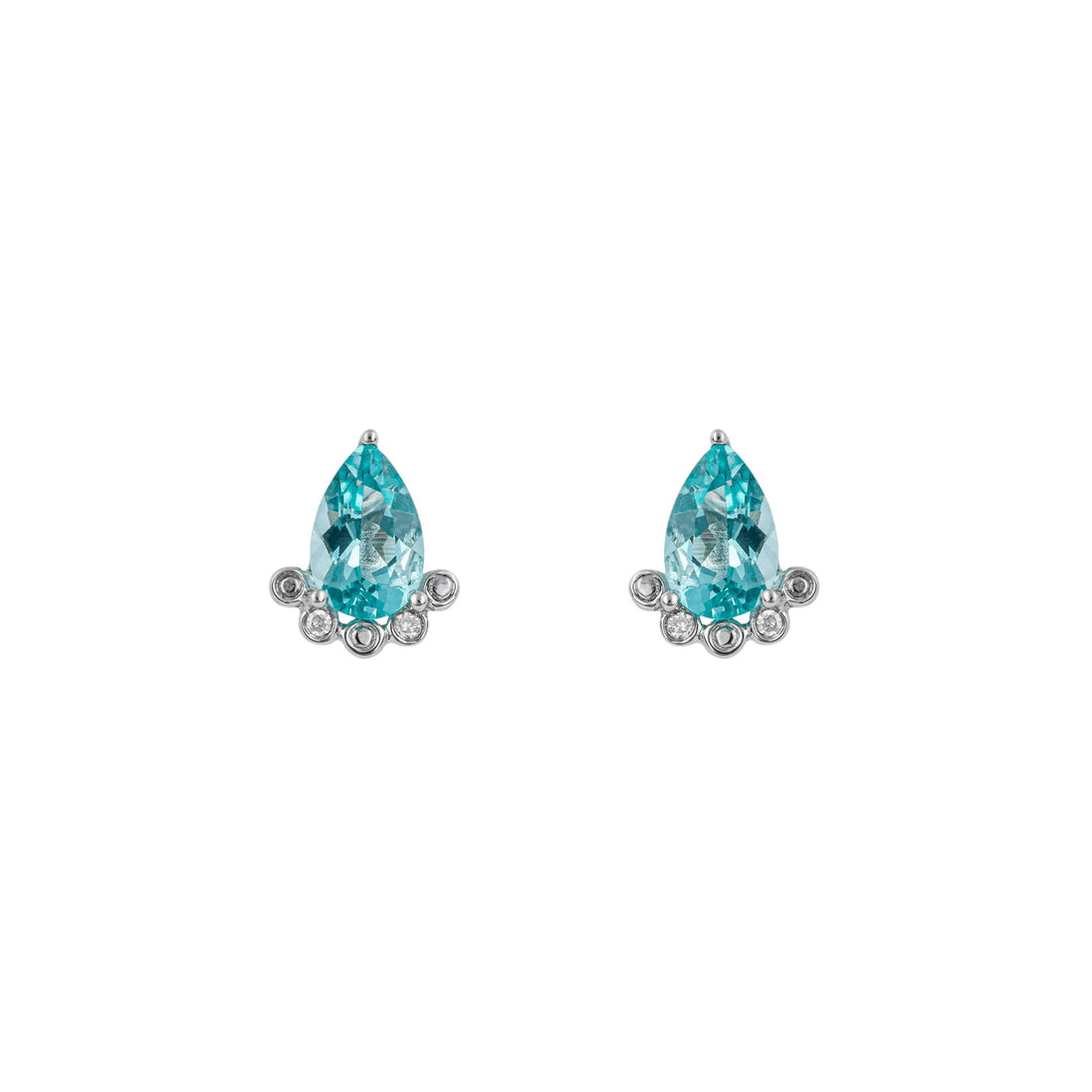 Teardrop Apatite Stud Earrings with Diamond in 9ct White Gold - Robert Anthony Jewellers, Edinburgh