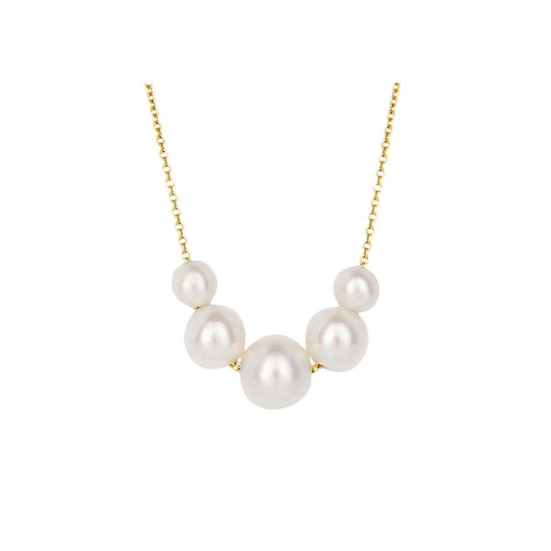 Trace Chain Necklace with Freshwater Pearl in 9ct Yellow Gold - Robert Anthony Jewellers, Edinburgh