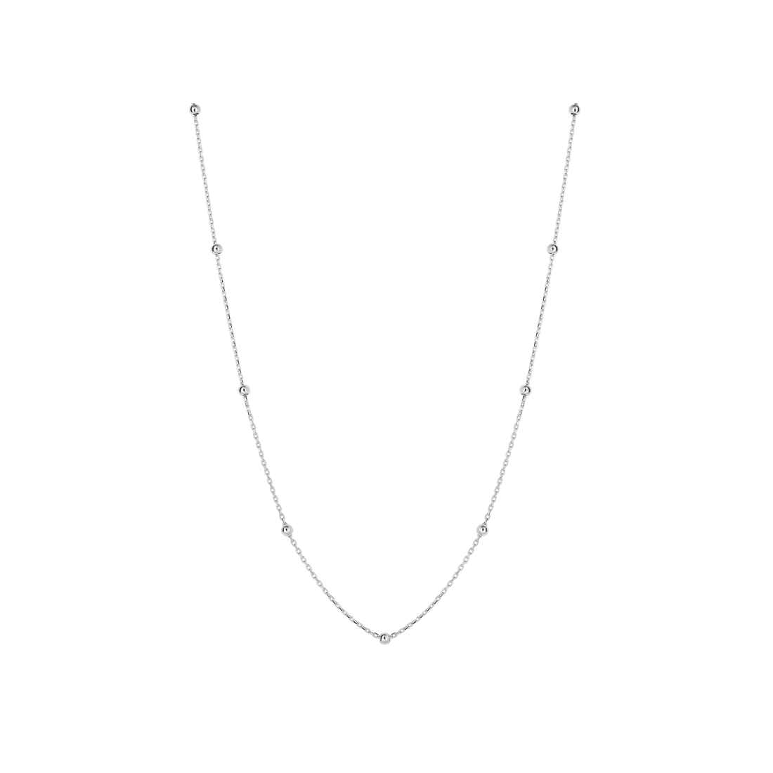 Station Ball Chain Necklace in 9ct White Gold - Robert Anthony Jewellers, Edinburgh