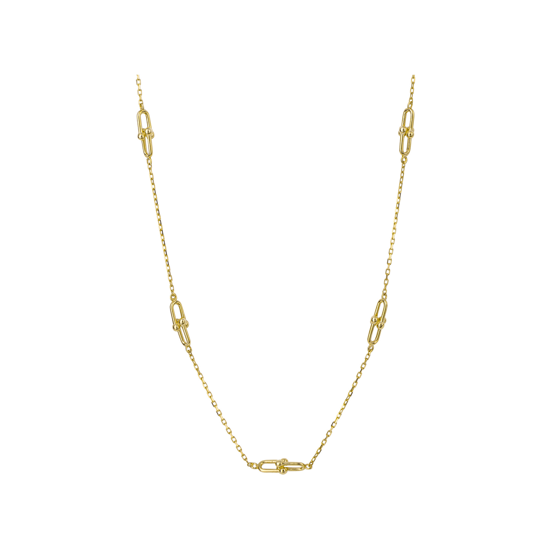 U Shape Link Station Necklace in 9ct Yellow Gold - Robert Anthony Jewellers, Edinburgh