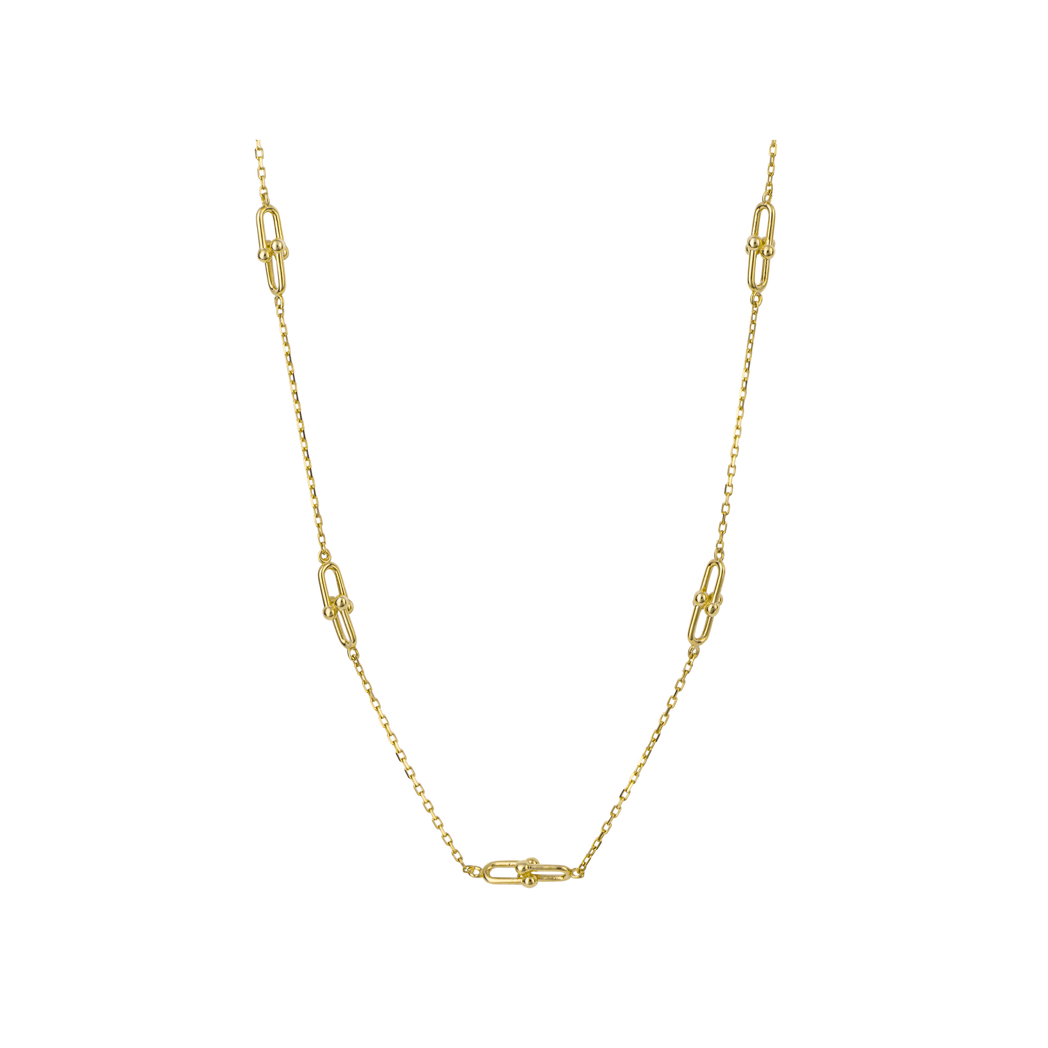 U Shape Link Station Necklace in 9ct Yellow Gold - Robert Anthony Jewellers, Edinburgh