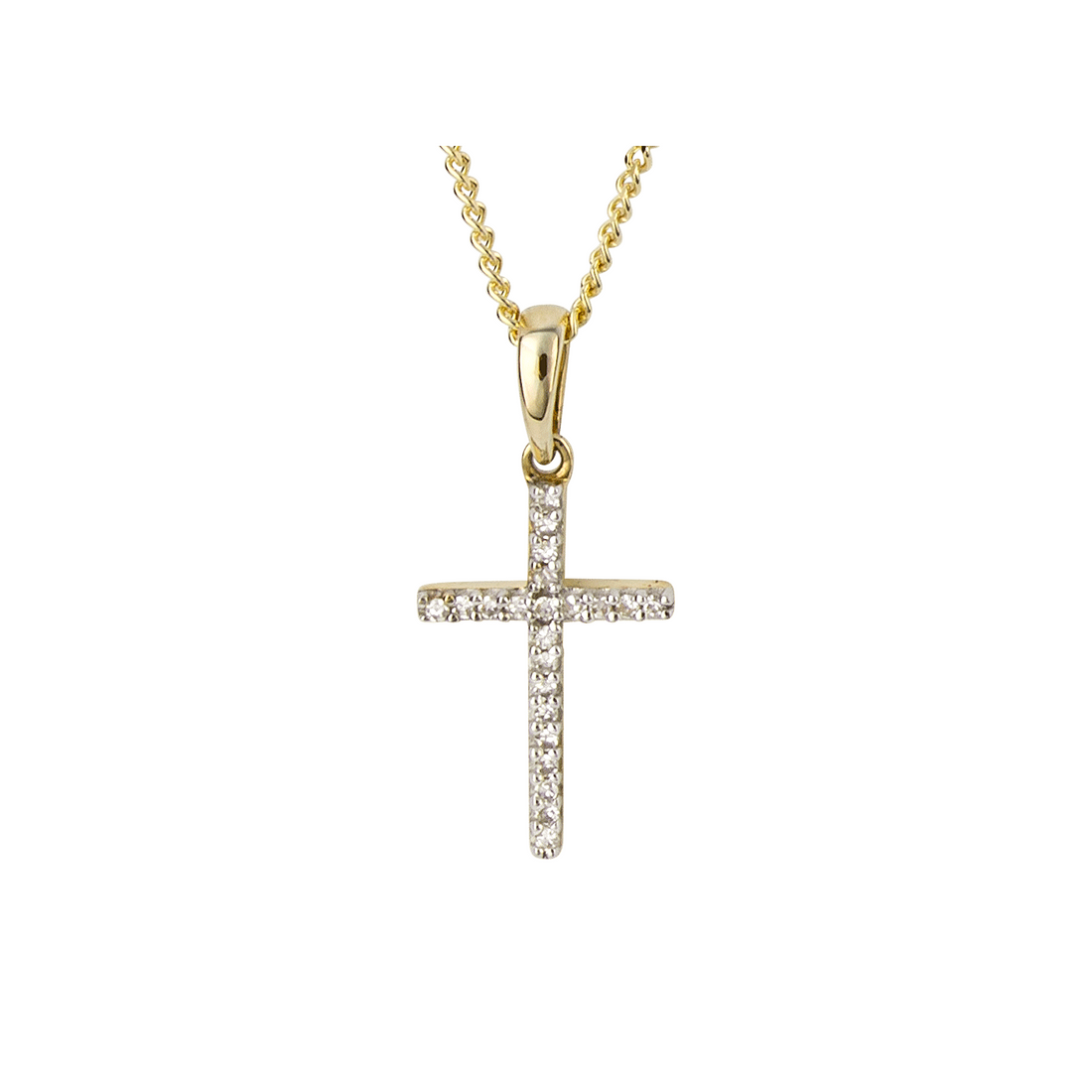Cross Pendant with Diamond in 9ct Yellow Gold - Robert Anthony Jewellers, Edinburgh