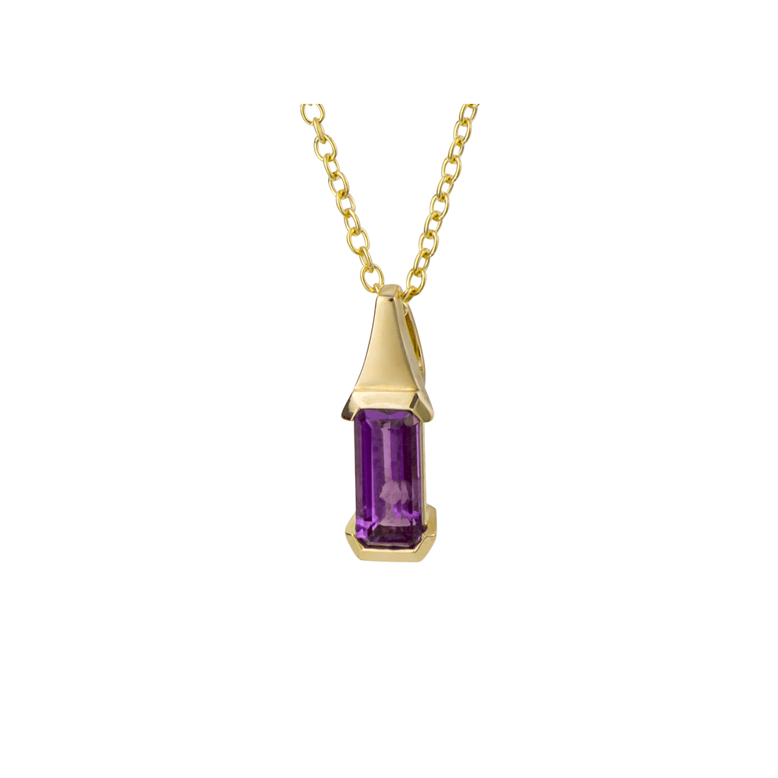 Elongated Purple Amethyst Pendant in 9ct Yellow Gold - Robert Anthony Jewellers, Edinburgh