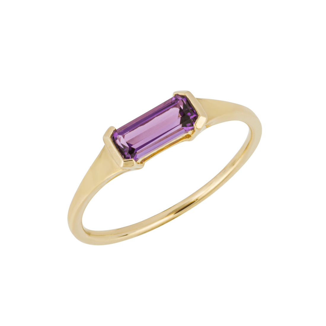 Elongated Purple Amethyst Ring in 9ct Yellow Gold - Robert Anthony Jewellers, Edinburgh