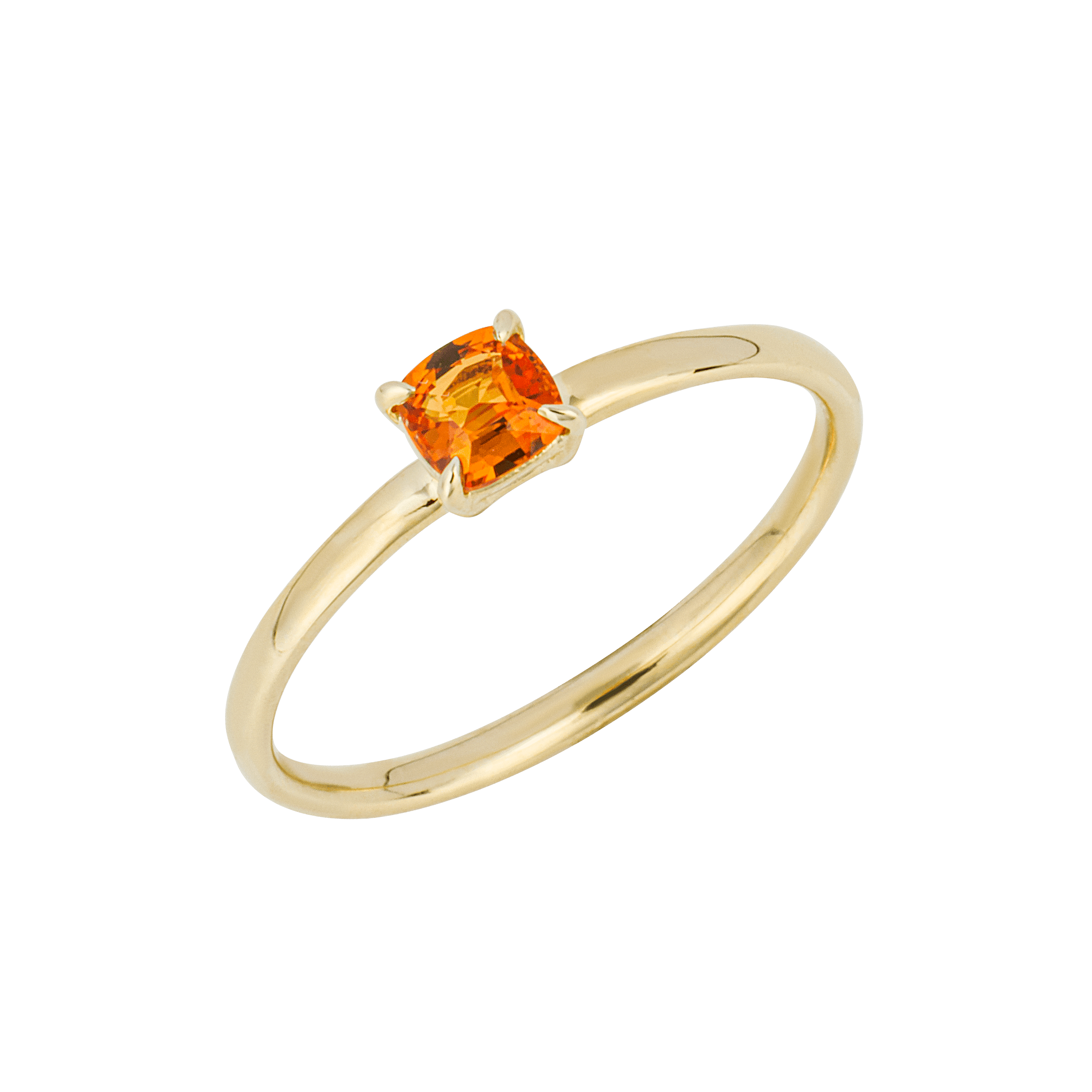 Cushion Cut Orange Sapphire Ring in 9ct Yellow Gold - Robert Anthony Jewellers, Edinburgh