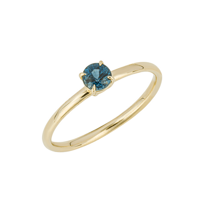 Round Teal Sapphire Ring in 9ct Yellow Gold - Robert Anthony Jewellers, Edinburgh