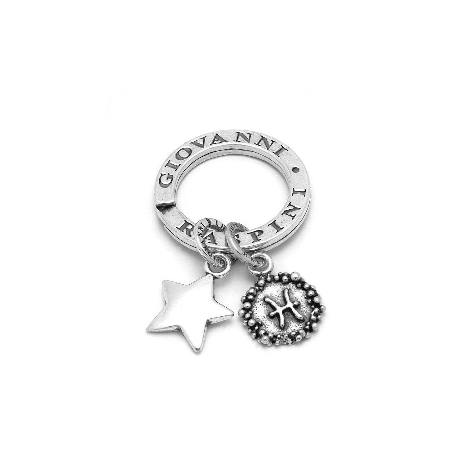 Giovanni Raspini Silver Horoscope Zodiac Sign Key Ring - Robert Anthony Jewellers, Edinburgh
