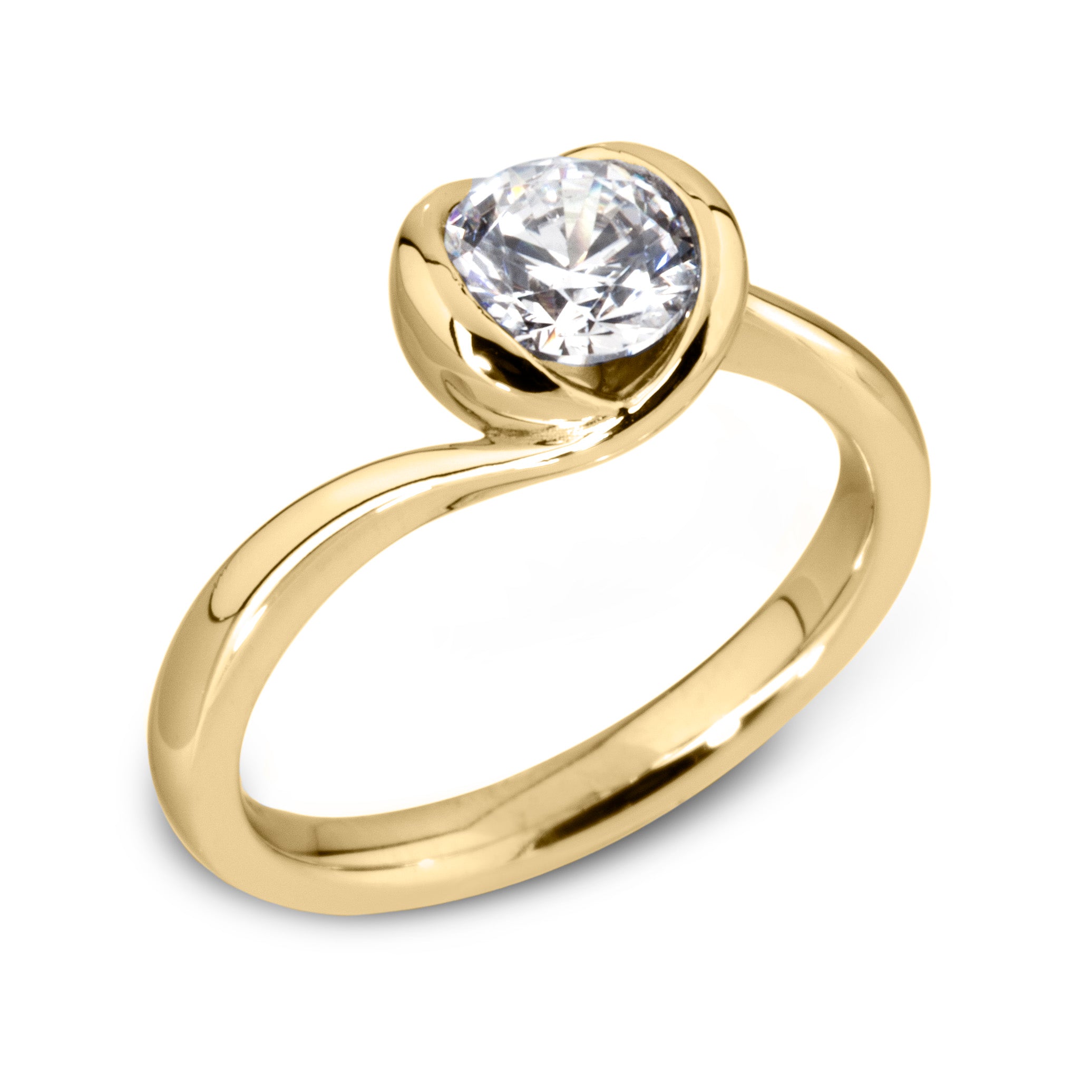 LOTUS — 18CT Yellow Gold Lab Grown Solitaire Diamond Rubover Ring 0.75ct