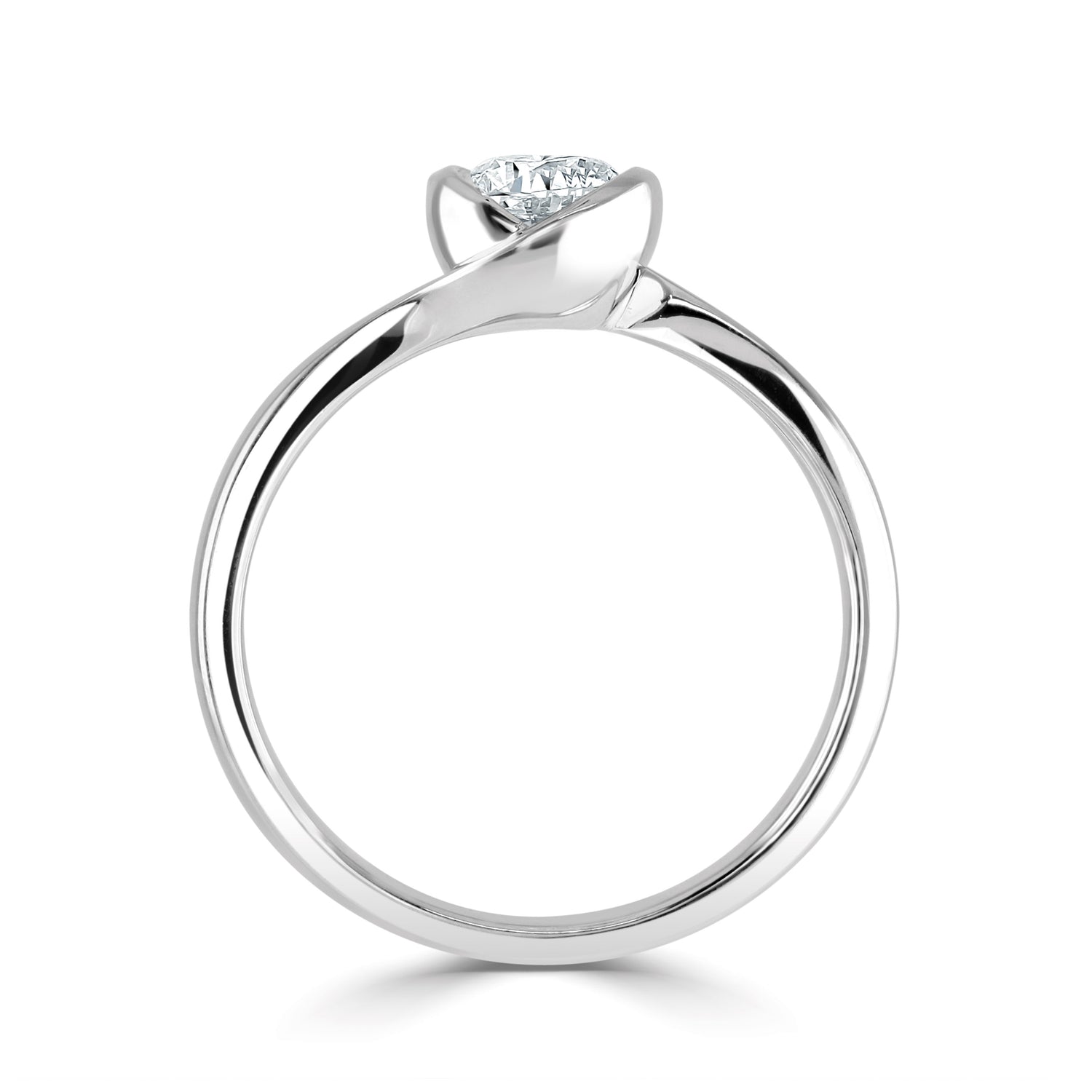 LOTUS — Platinum Lab Grown Solitaire Diamond Rubover Ring 0.5ct